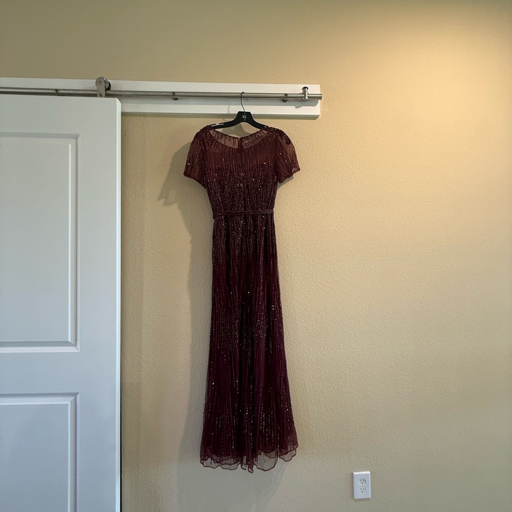 Montage by Mon Cheri Wine Maxi Dress